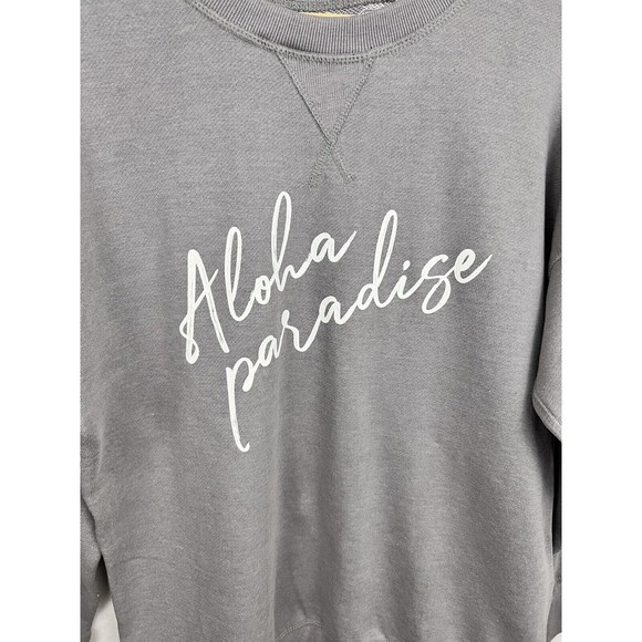 Jaxsea Womens Aloha Paradise Reversible Sweatshirt Grey Taupe NWT Size XL - Picture 4 of 11